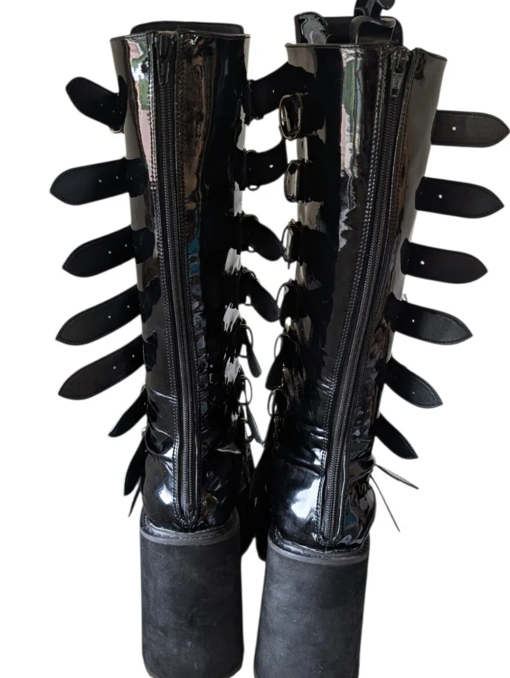 Demonia | Damned-318 Buckle Straps Knee High Boots w/Chrome Plated .... Size 12